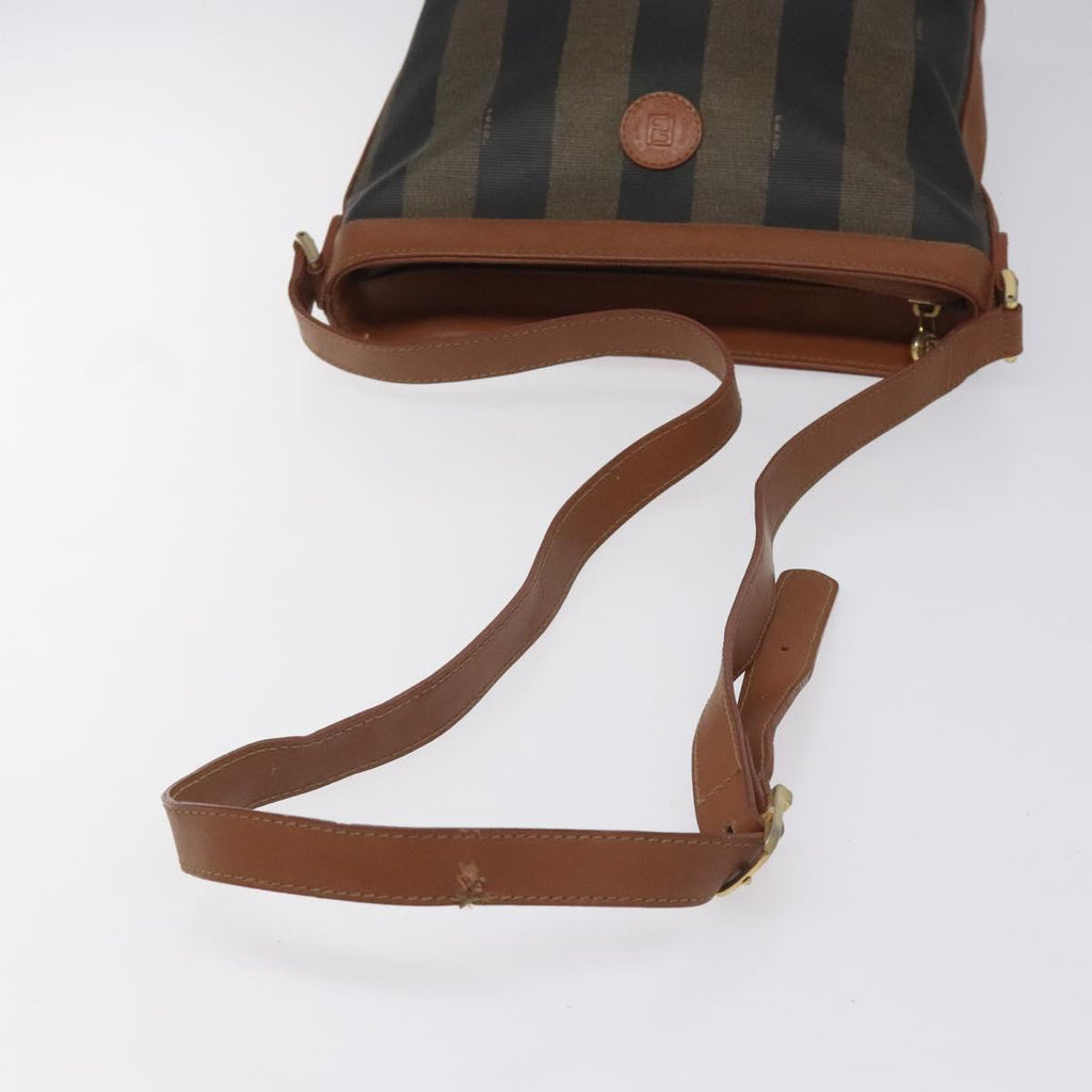 FENDI Pecan Canvas Shoulder Bag Brown Black 115751