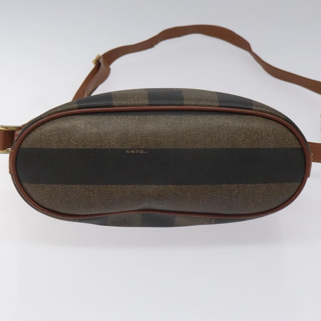FENDI Pecan Canvas Shoulder Bag Brown Black 115751