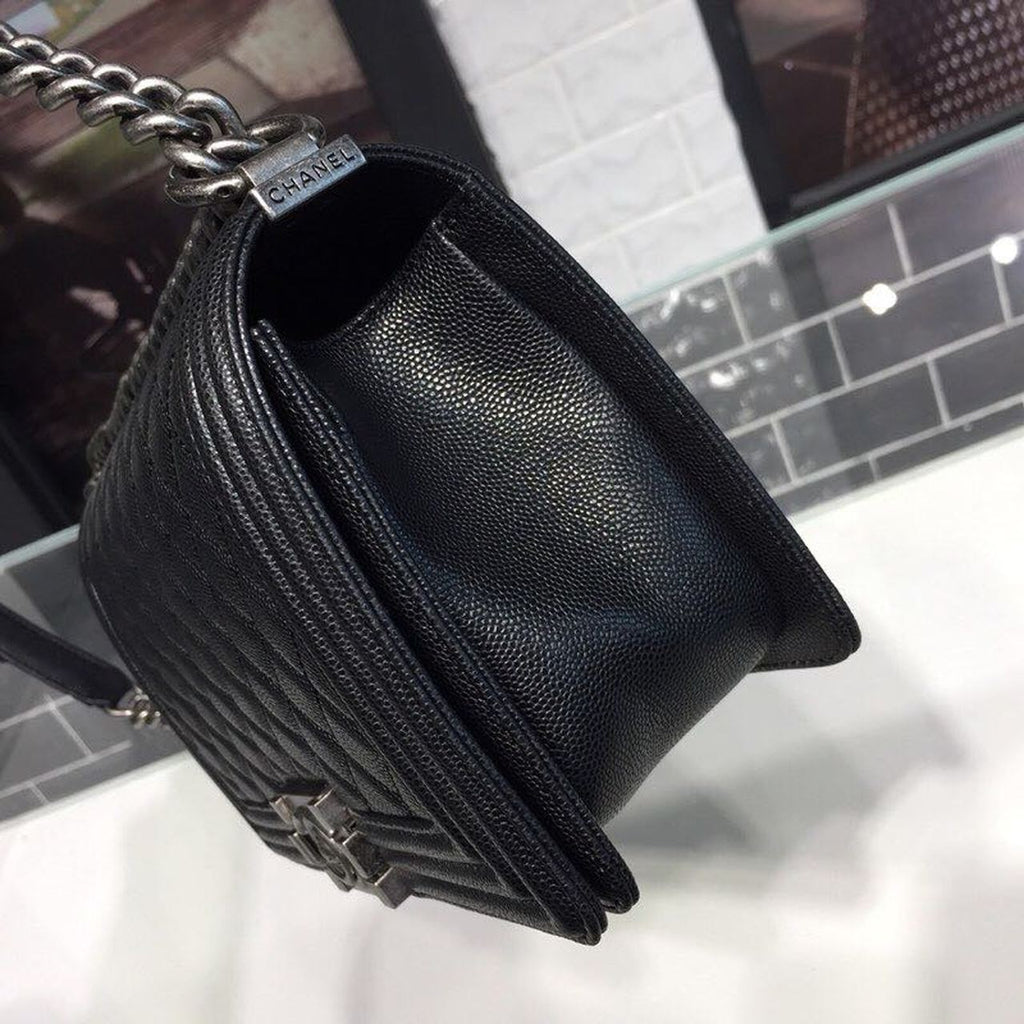 CHL Boy Handbag Silver Hardware Black For Women, Women’s Handbags, Shoulder And Crossbody Bags 9.8in/25cm A67086