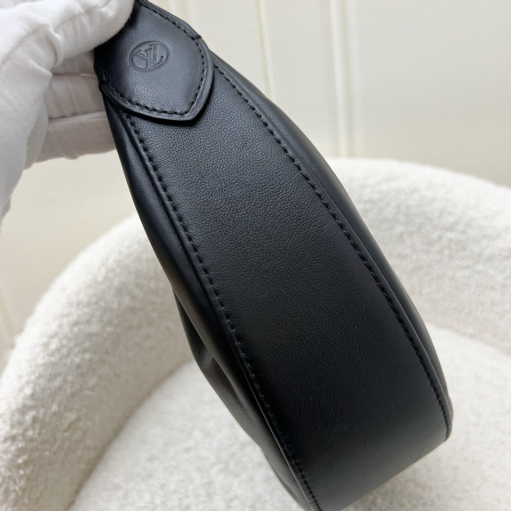 LV Over The Moon Bag in Black Bubblegram Calfskin and GHW with Canvas Strap and Chain Strap