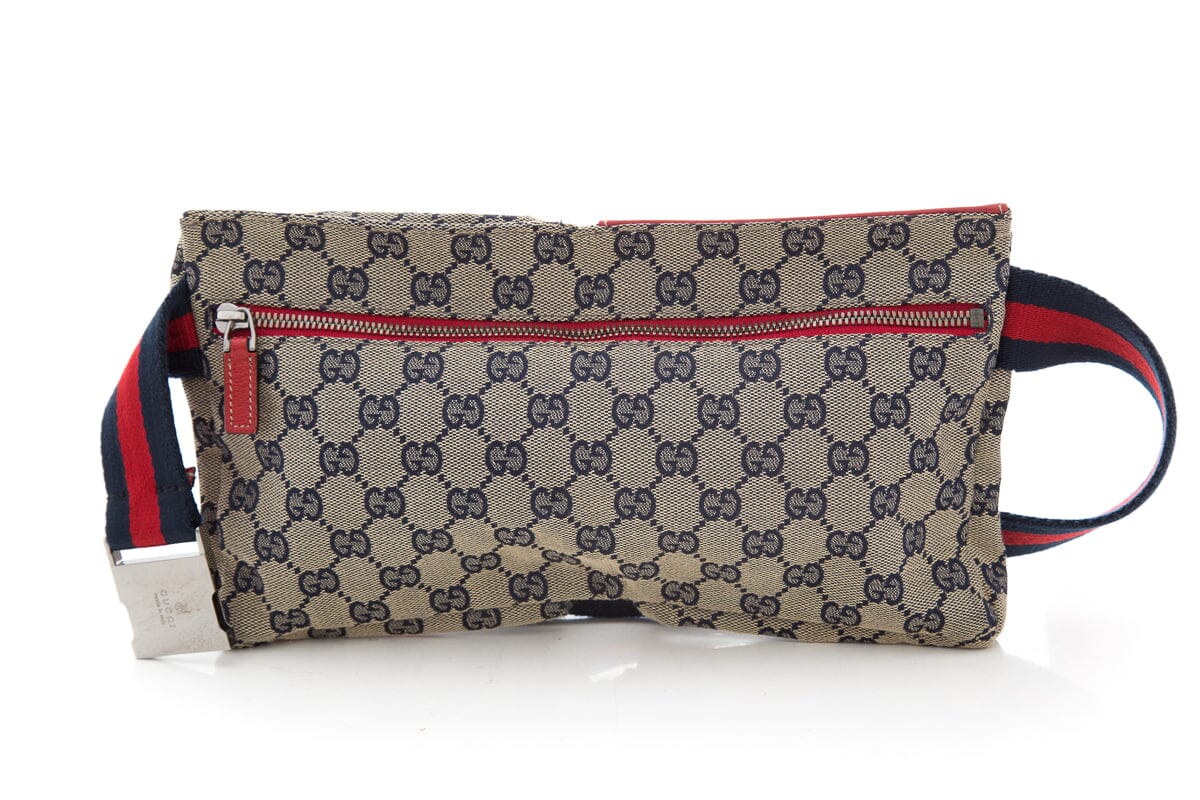 Gucci Beige & Blue Monogram Belt Bag