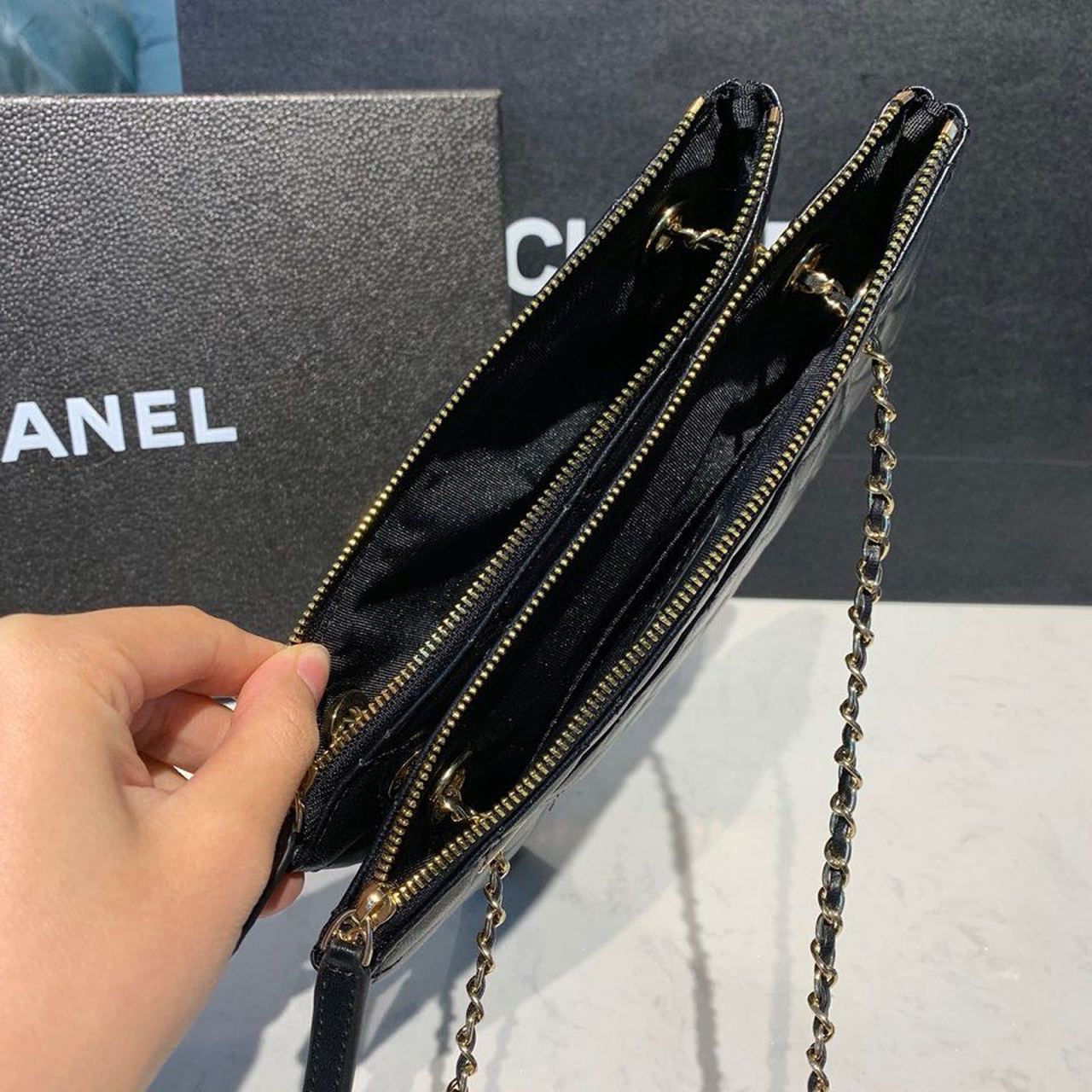 CHLSmall Double Case Bag With Strap Black For Women, Women’s Bags, Shoulder And Crossbody Bags 9in/23cm AP1074