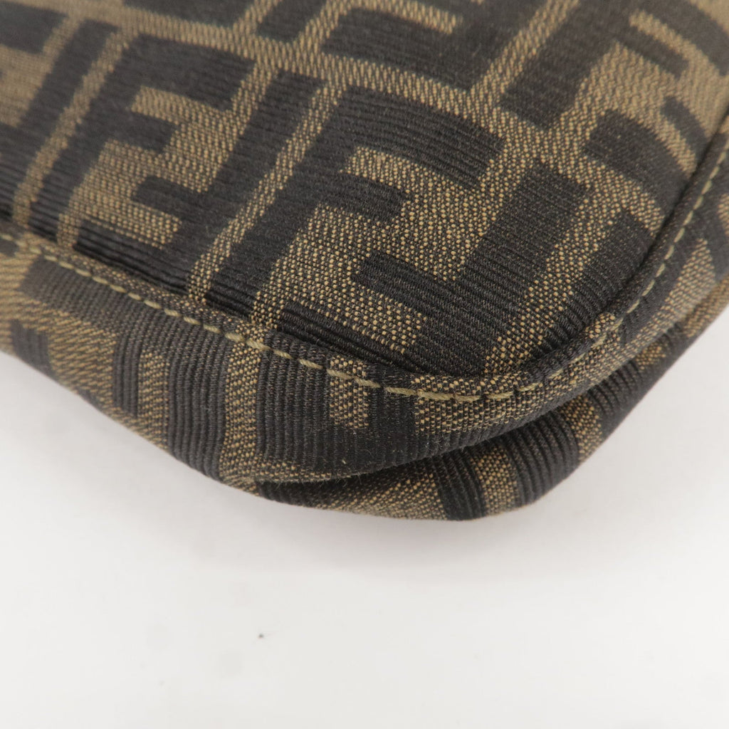 FENDI Zucca Canvas Leather Shoulder Bag Brown Black 26569