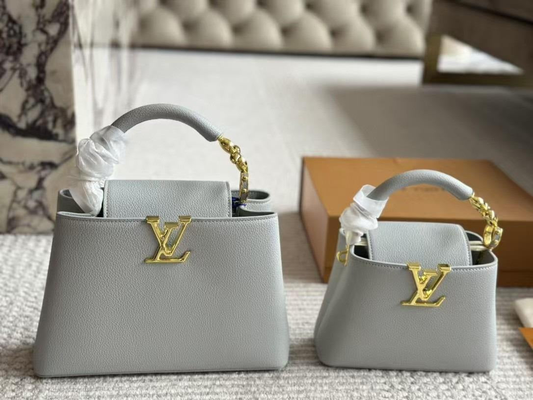 LV Capucines GLAMI Taurillon Grey For Women, WomenÃ¢â‚¬â„¢s Bags, Shoulder And Crossbody Bags 10.6in/27cm LV
