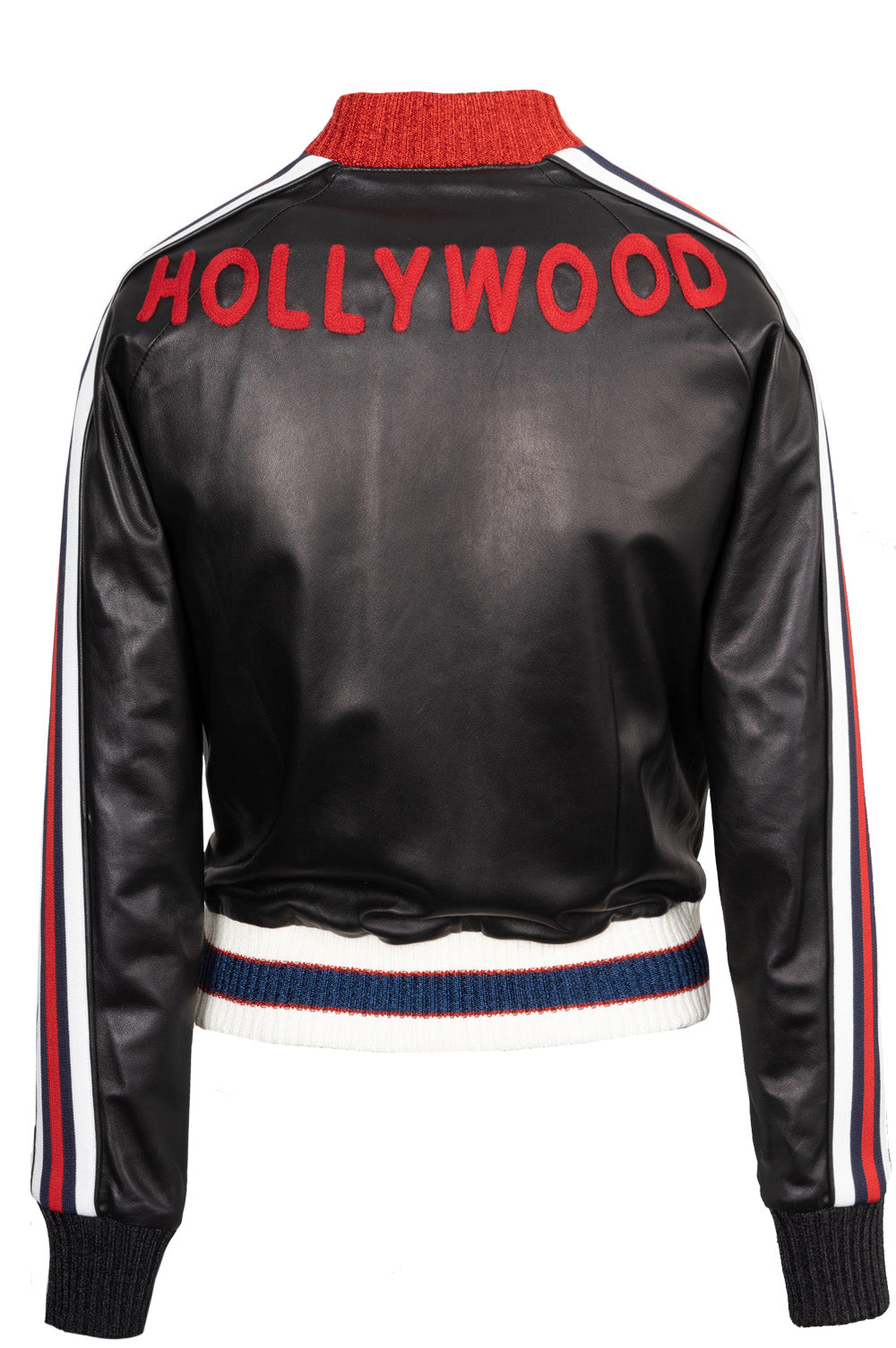 GUCCI Lion Head Leather Bomber Jacket Black