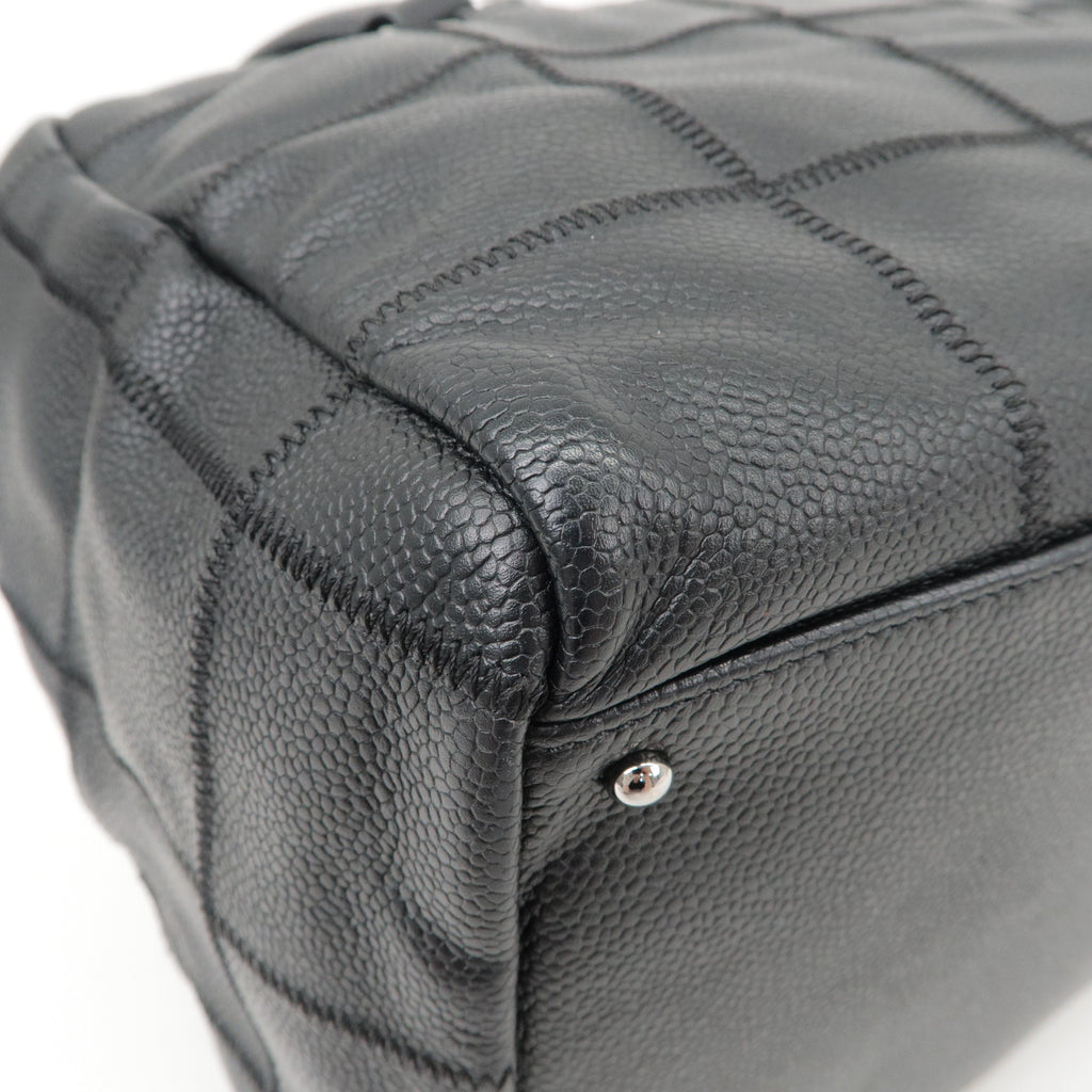 CHANEL Chocobar Caviar Skin Boston Bag Shoulder Bag Black