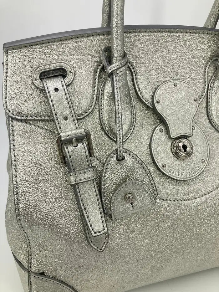 Ralph Lauren Silver Leather Rickey Bag