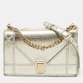 Dior Silver Leather Medium Diorama Flap Shoulder Bag
