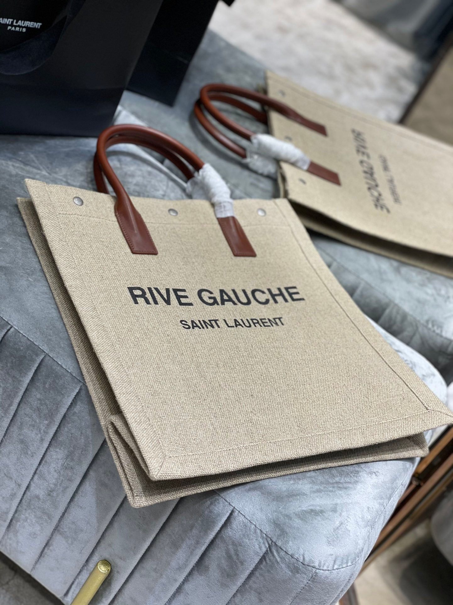 GLAMI Rive Gauche North/South Tote Bag In Printed Linen For Women 15.3in/39cm YSL