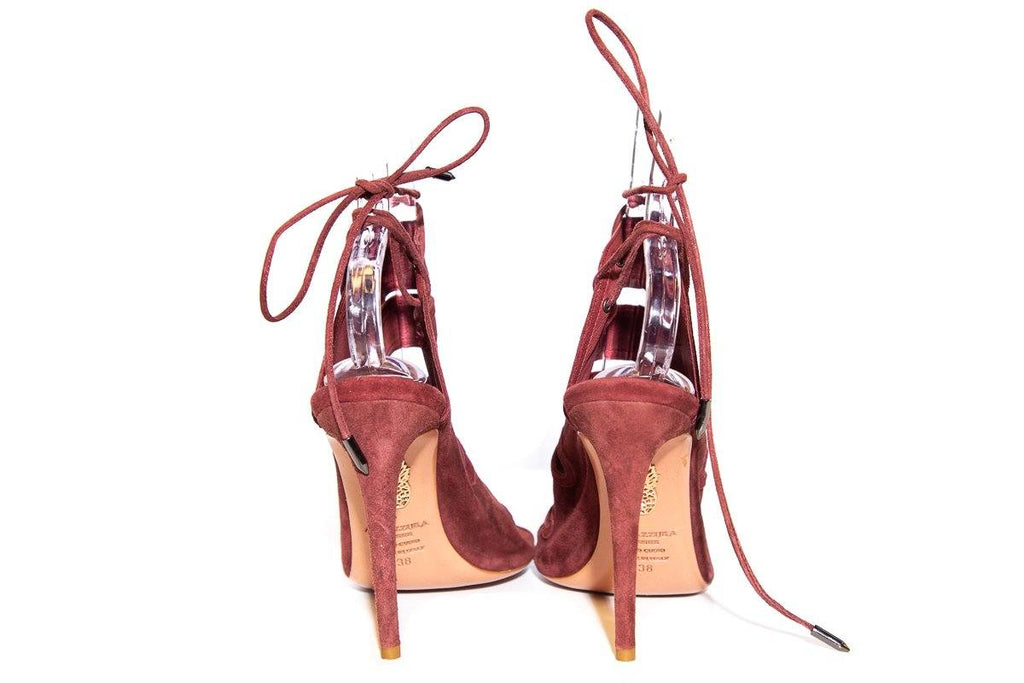 Aquazzura Burgundy Suede Heels SZ 38