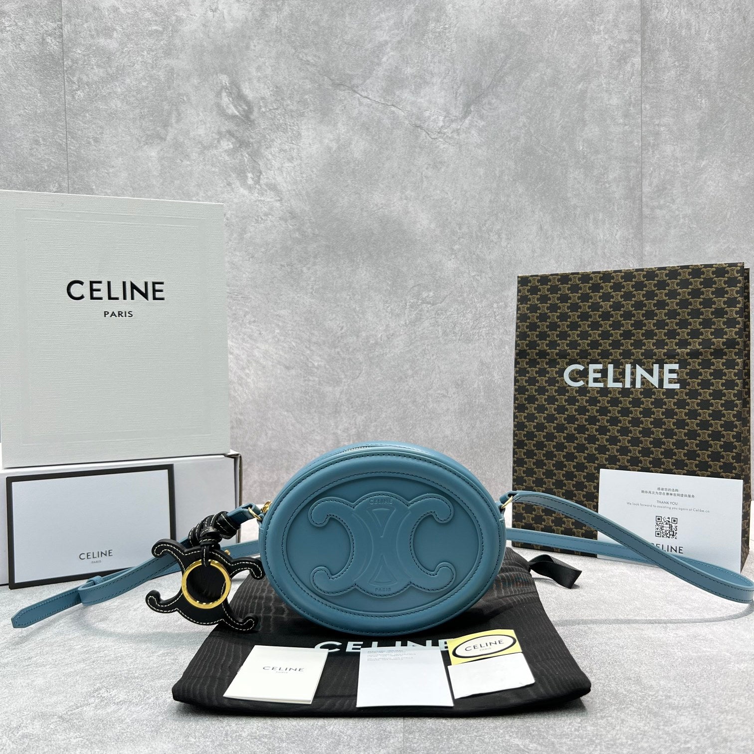 GLAMI Crossbody Oval Purse Cuir Triomphe Blue For Women 6in/16cm 10I703DPQ.07DD