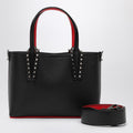 Christian Louboutin Cabata Black Leather Mini Tote Bag With Spikes Women