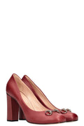 GUCCI Horsebit Block Heel Pumps Red