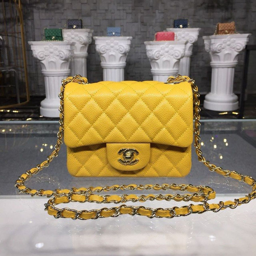 CHLMini GlamIap Bag Caviar Yellow For Women Bags, Shoulder And Crossbody Bags 6.7in/17cm A35200