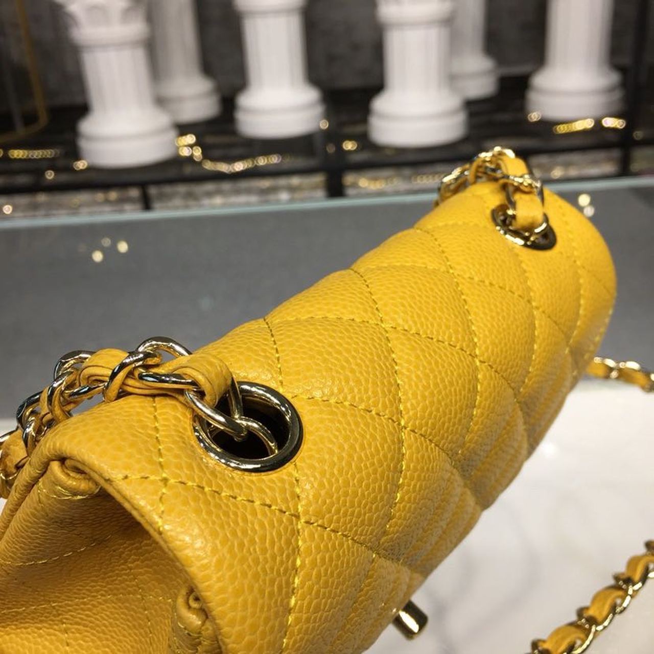 CHLMini GlamIap Bag Caviar Yellow For Women Bags, Shoulder And Crossbody Bags 6.7in/17cm A35200