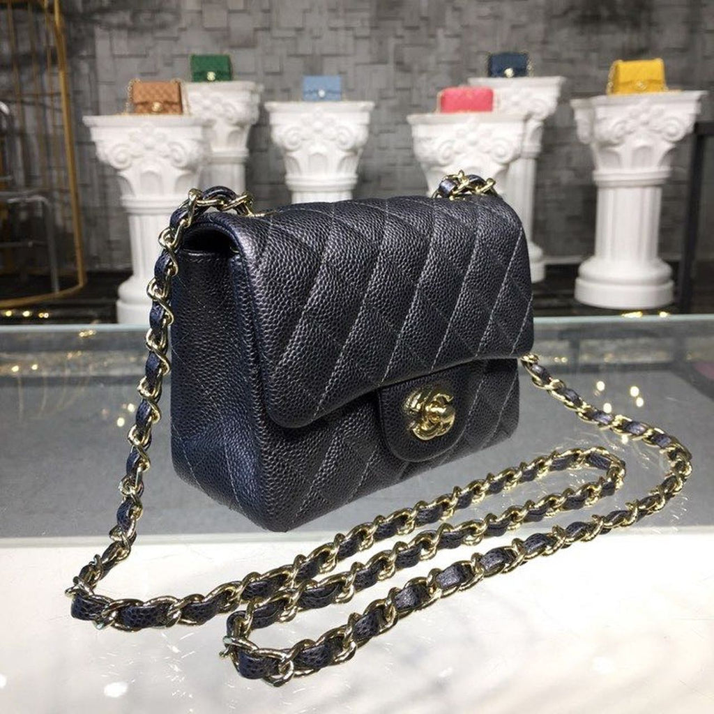 CHLMini Flap Bag Caviar Black For Women, Women’s Bags, Shoulder And Crossbody Bags 6.7in/17cm A35200