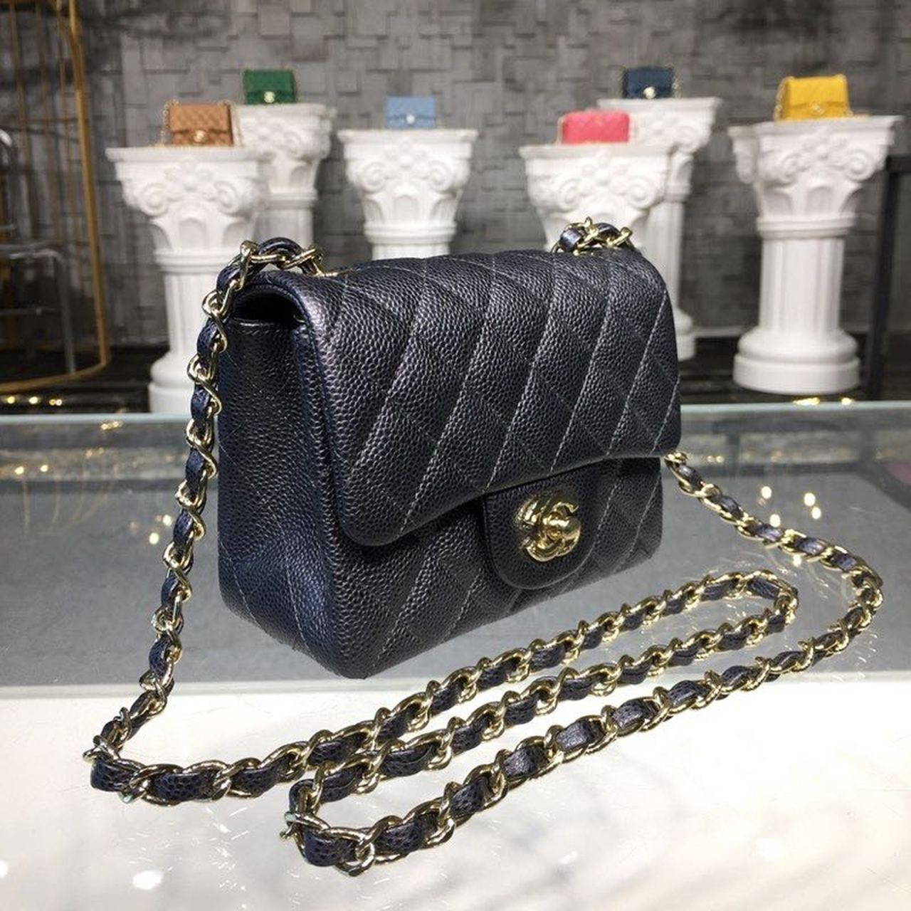 CHLMini GlamIap Bag Caviar Black For Women Bags, Shoulder And Crossbody Bags 6.7in/17cm A35200