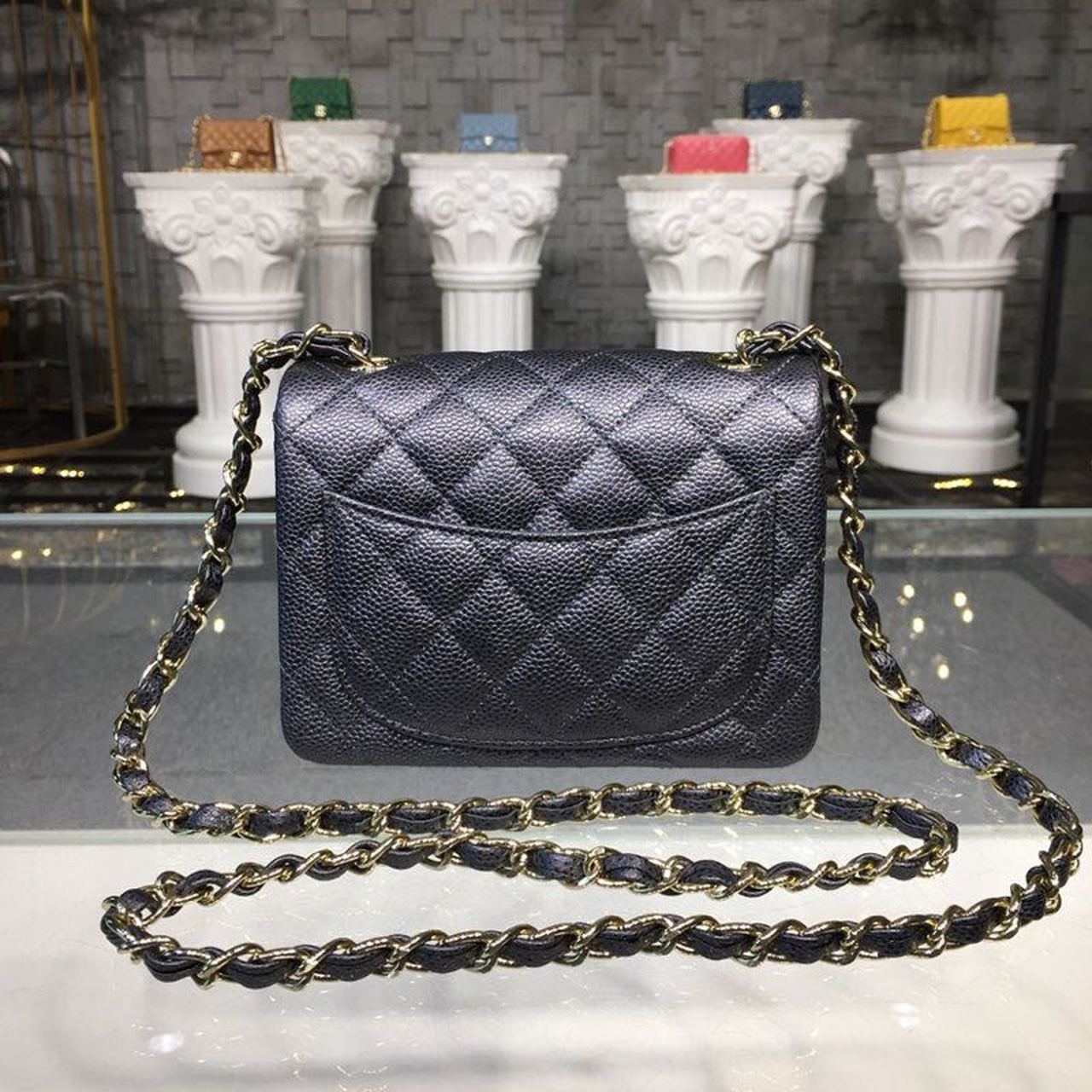 CHLMini GlamIap Bag Caviar Black For Women Bags, Shoulder And Crossbody Bags 6.7in/17cm A35200