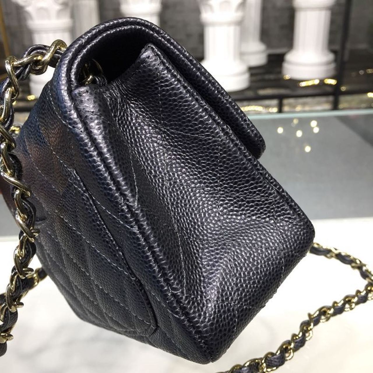 CHLMini GlamIap Bag Caviar Black For Women Bags, Shoulder And Crossbody Bags 6.7in/17cm A35200