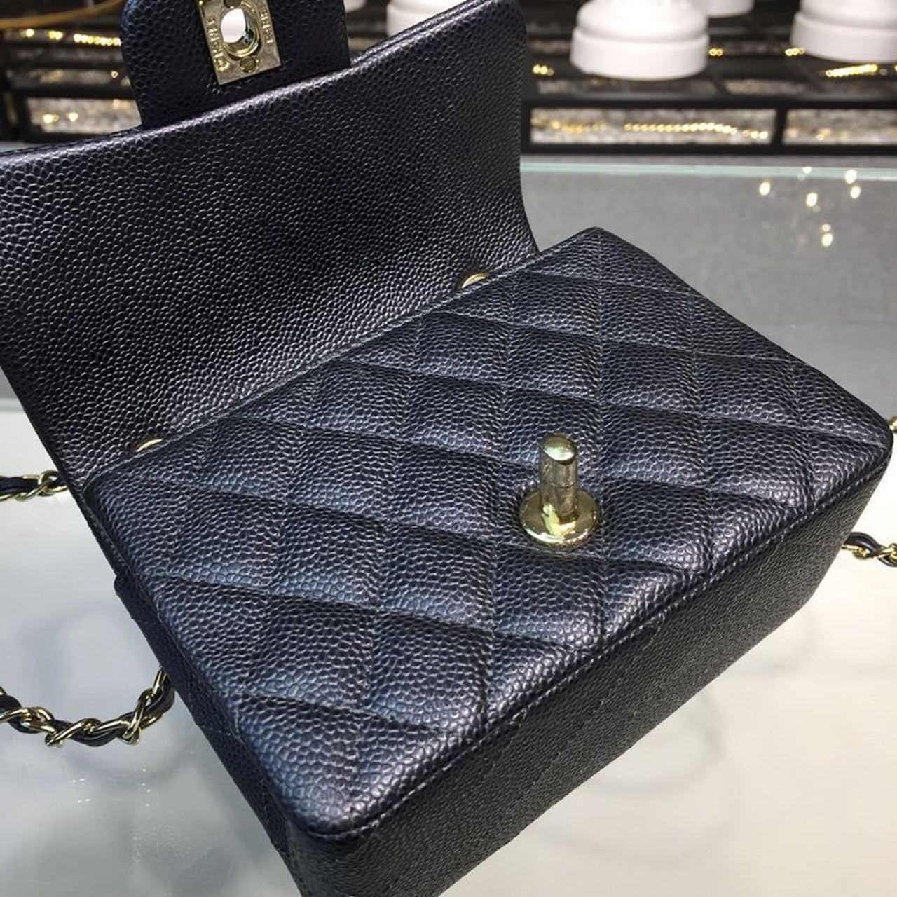 CHLMini GlamIap Bag Caviar Black For Women Bags, Shoulder And Crossbody Bags 6.7in/17cm A35200