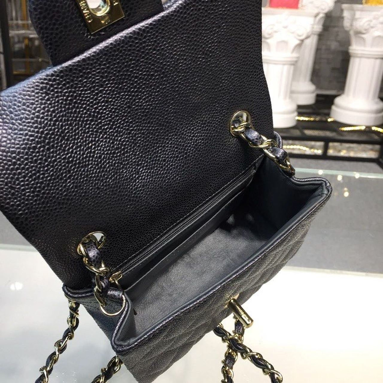 CHLMini GlamIap Bag Caviar Black For Women Bags, Shoulder And Crossbody Bags 6.7in/17cm A35200