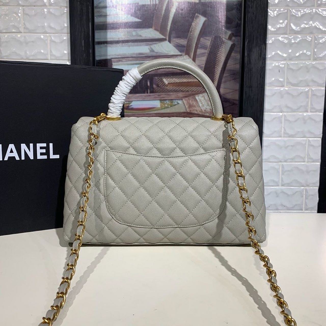 CHLLarge Flap Bag With Top Handle Grey For Women, Women’s Handbags, Shoulder And Crossbody Bags 11in/28cm A92991