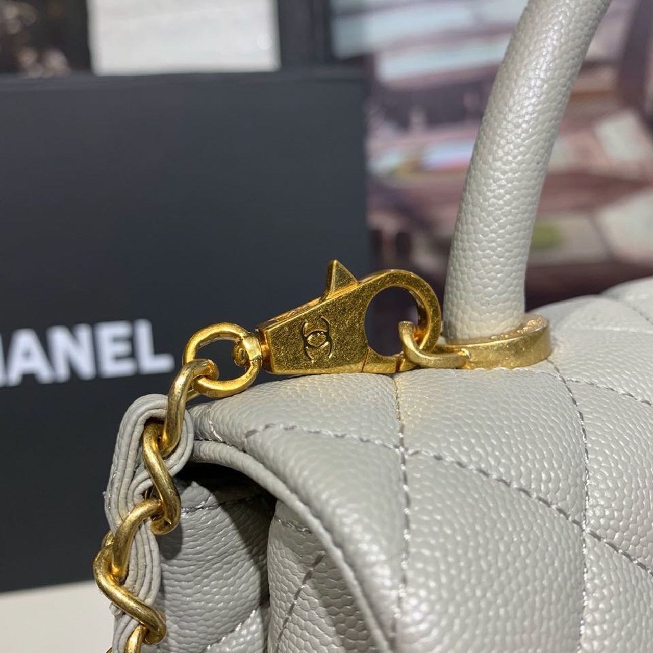 CHLLarge Flap Bag With Top Handle Grey For Women, Women’s Handbags, Shoulder And Crossbody Bags 11in/28cm A92991