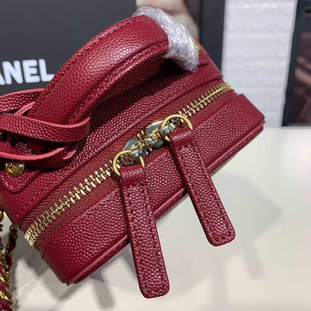 CHL Filigree Vertical Vanity Case Bag Burgundy For Women, Women’s Handbags, Shoulder And Crossbody Bags 6.7in/17cm