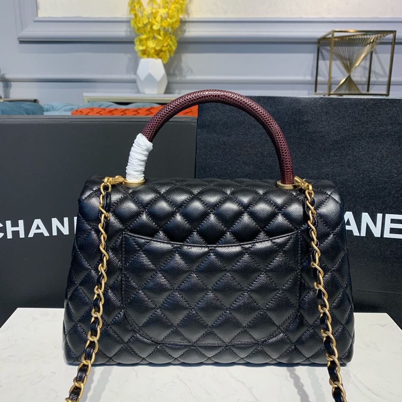CHLLarge Flap Bag With Top Handle Black For Women, Women’s Handbags, Shoulder And Crossbody Bags 11in/28cm A92991