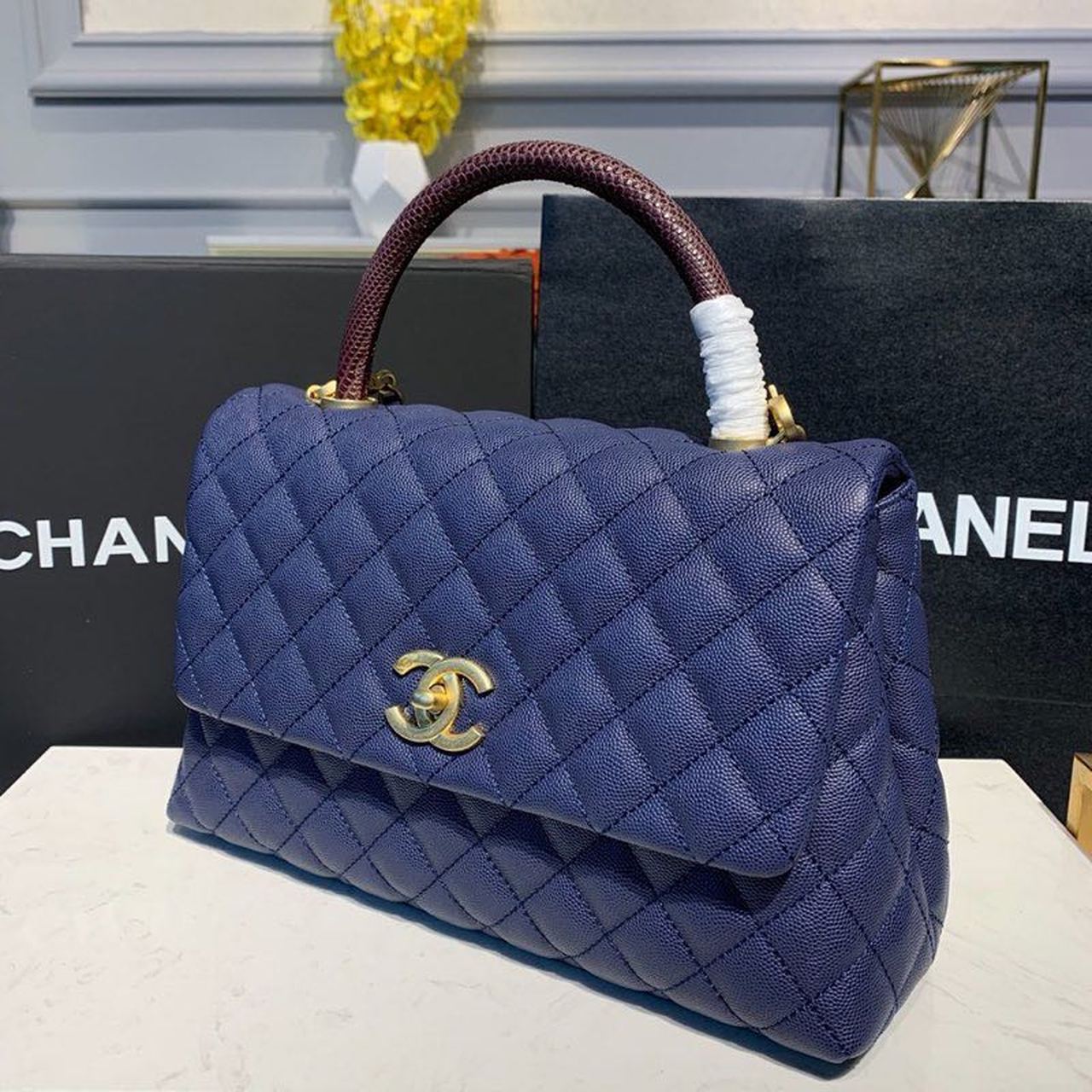 CHLLarge Flap Bag With Top Handle Blue For Women, Women’s Handbags, Shoulder And Crossbody Bags 11in/28cm A92991