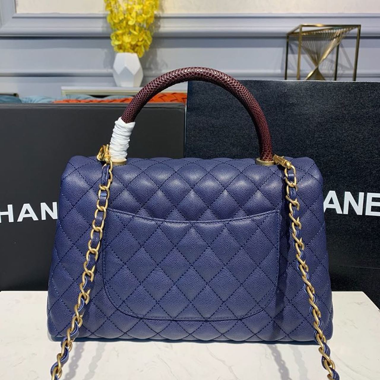 CHLLarge Flap Bag With Top Handle Blue For Women, Women’s Handbags, Shoulder And Crossbody Bags 11in/28cm A92991