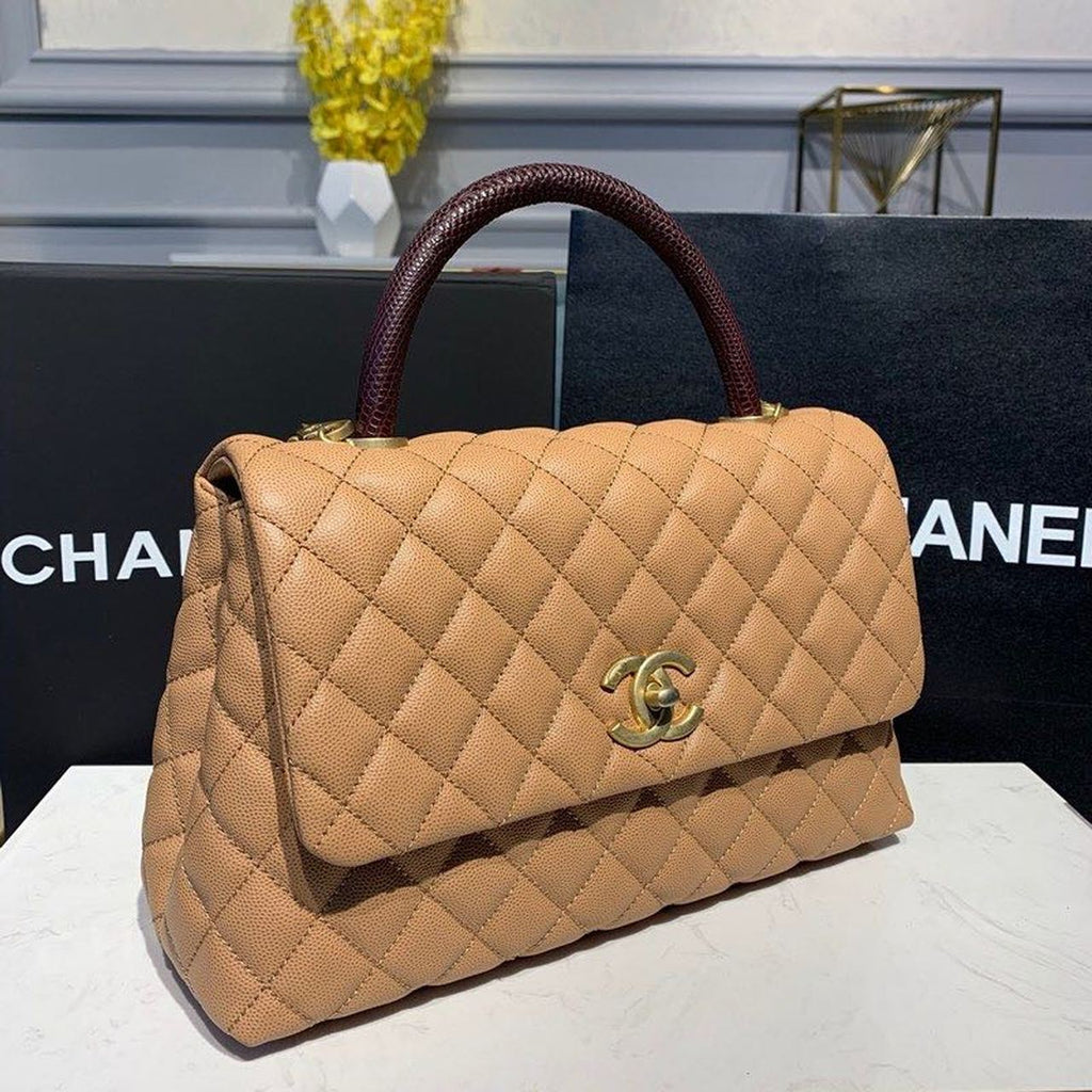CHLLarge Flap Bag With Top Handle Light Brown For Women, Women’s Handbags, Shoulder And Crossbody Bags 11in/28cm A92991