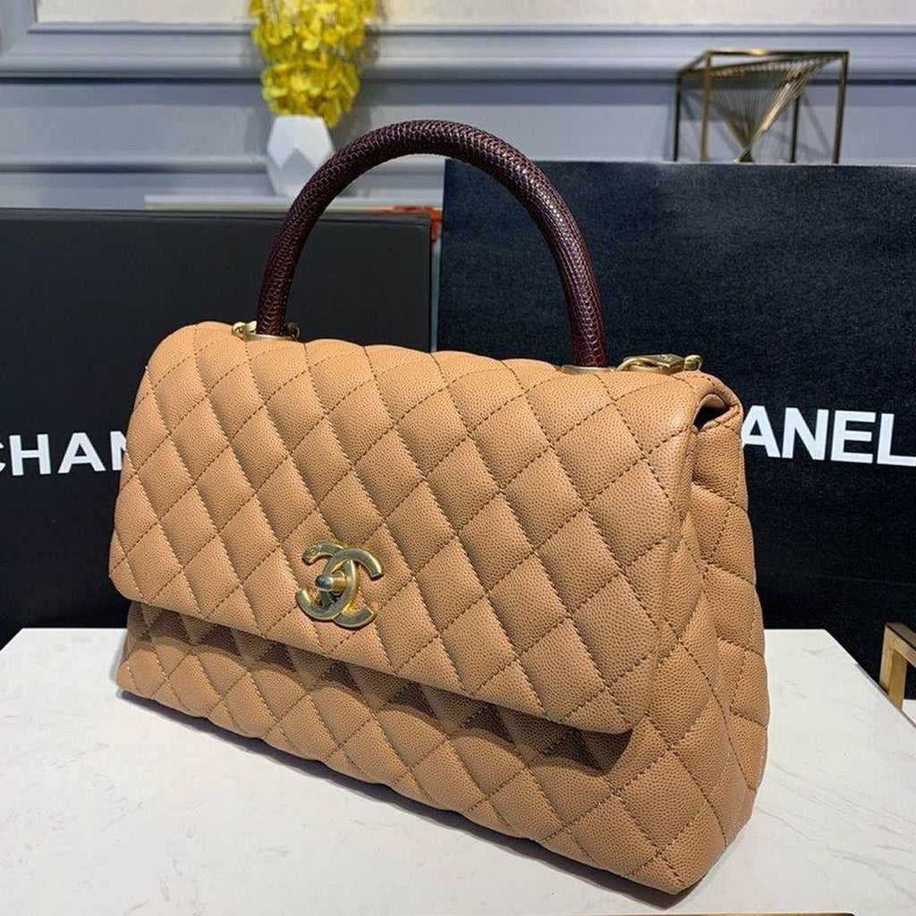 CHLLarge Flap Bag With Top Handle Light Brown For Women, Women’s Handbags, Shoulder And Crossbody Bags 11in/28cm A92991