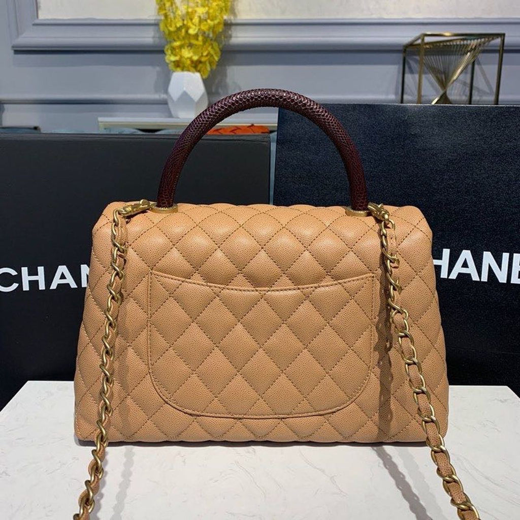 CHLLarge Flap Bag With Top Handle Light Brown For Women, Women’s Handbags, Shoulder And Crossbody Bags 11in/28cm A92991