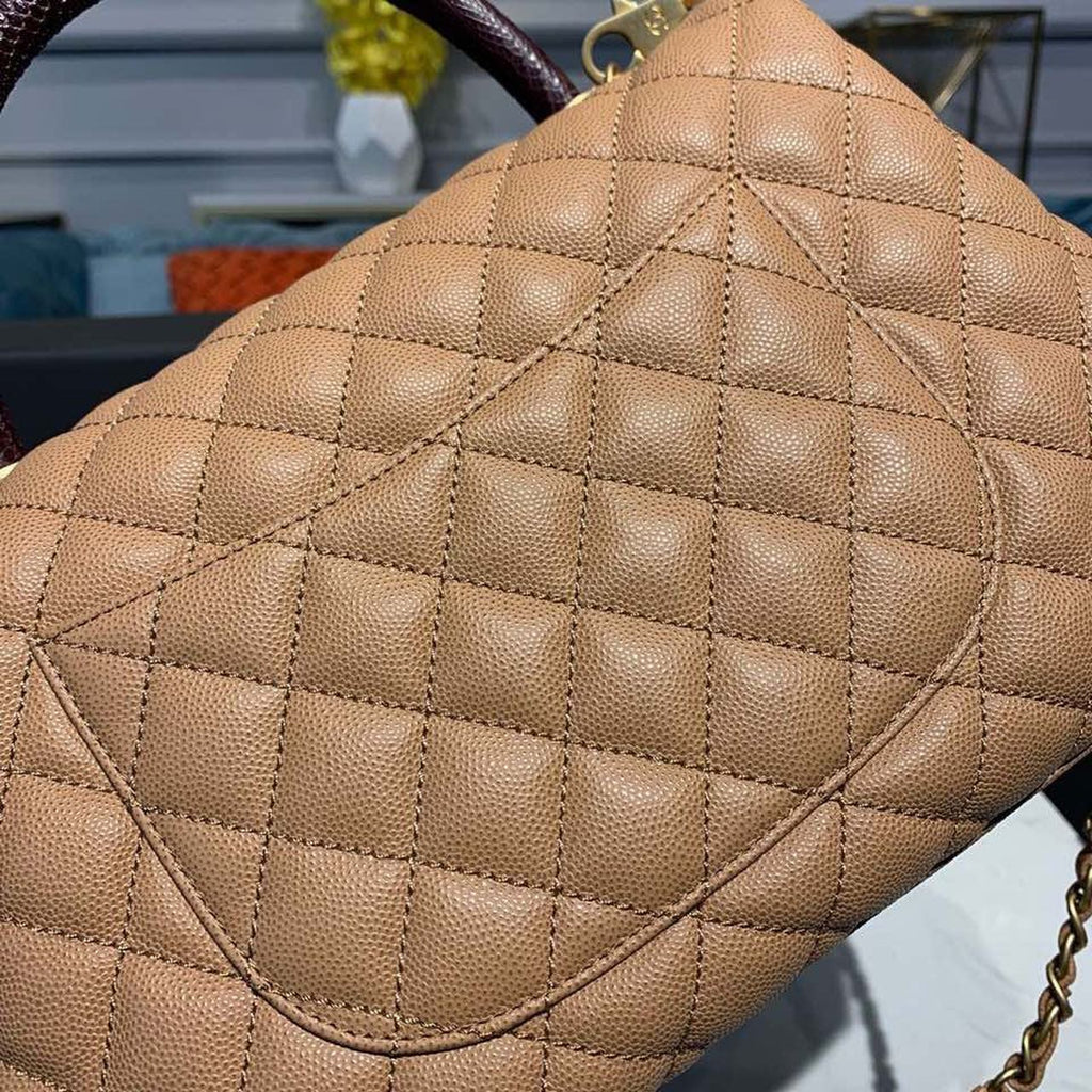 CHLLarge Flap Bag With Top Handle Light Brown For Women, Women’s Handbags, Shoulder And Crossbody Bags 11in/28cm A92991