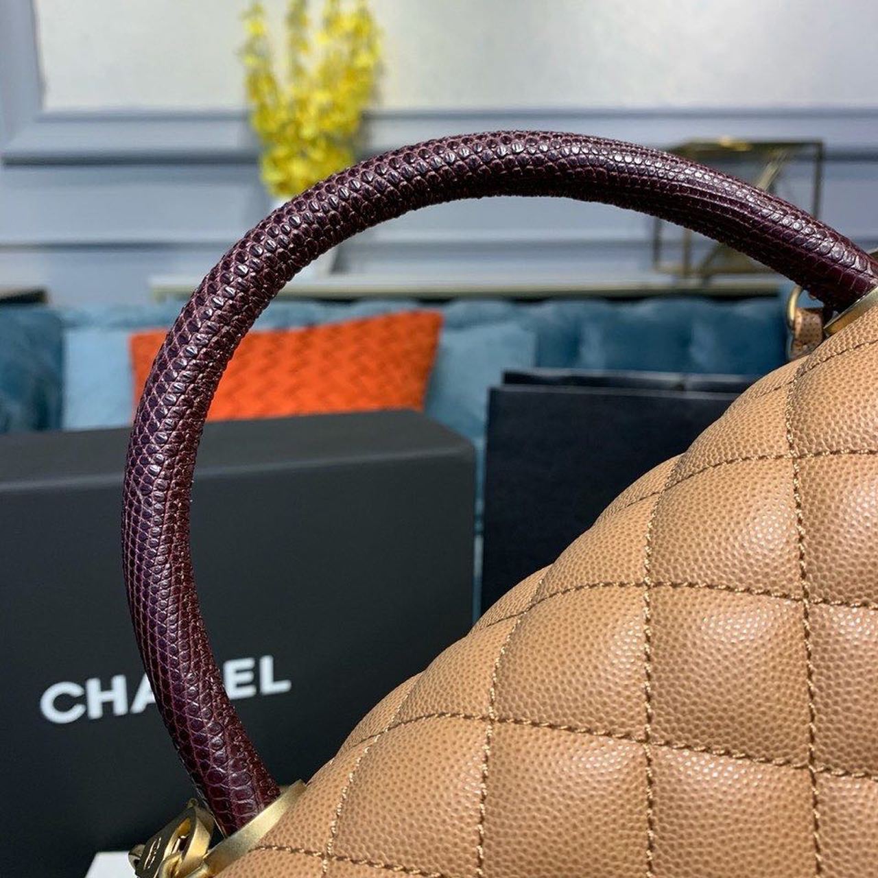 CHLLarge Flap Bag With Top Handle Light Brown For Women, Women’s Handbags, Shoulder And Crossbody Bags 11in/28cm A92991