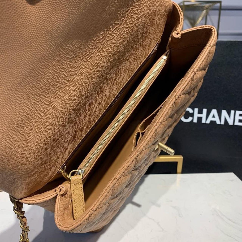 CHLLarge Flap Bag With Top Handle Light Brown For Women, Women’s Handbags, Shoulder And Crossbody Bags 11in/28cm A92991