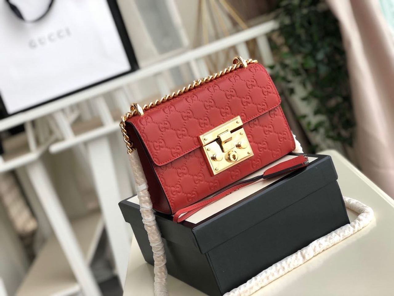 Glami Padlock Small Glami Signature Shoulder Bag Red Glamissima For Women 7.9in/20cm Glami 409487