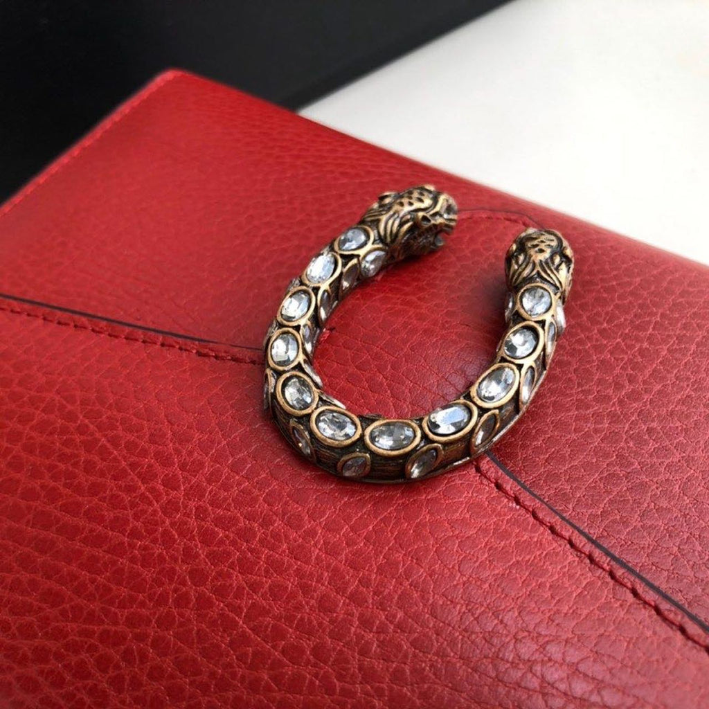 gg Dionysus Mini Chain Bag Hibiscus Red Metal-Free Tanned For Women 8in/20cm gg 401231 CAOGX 8990
