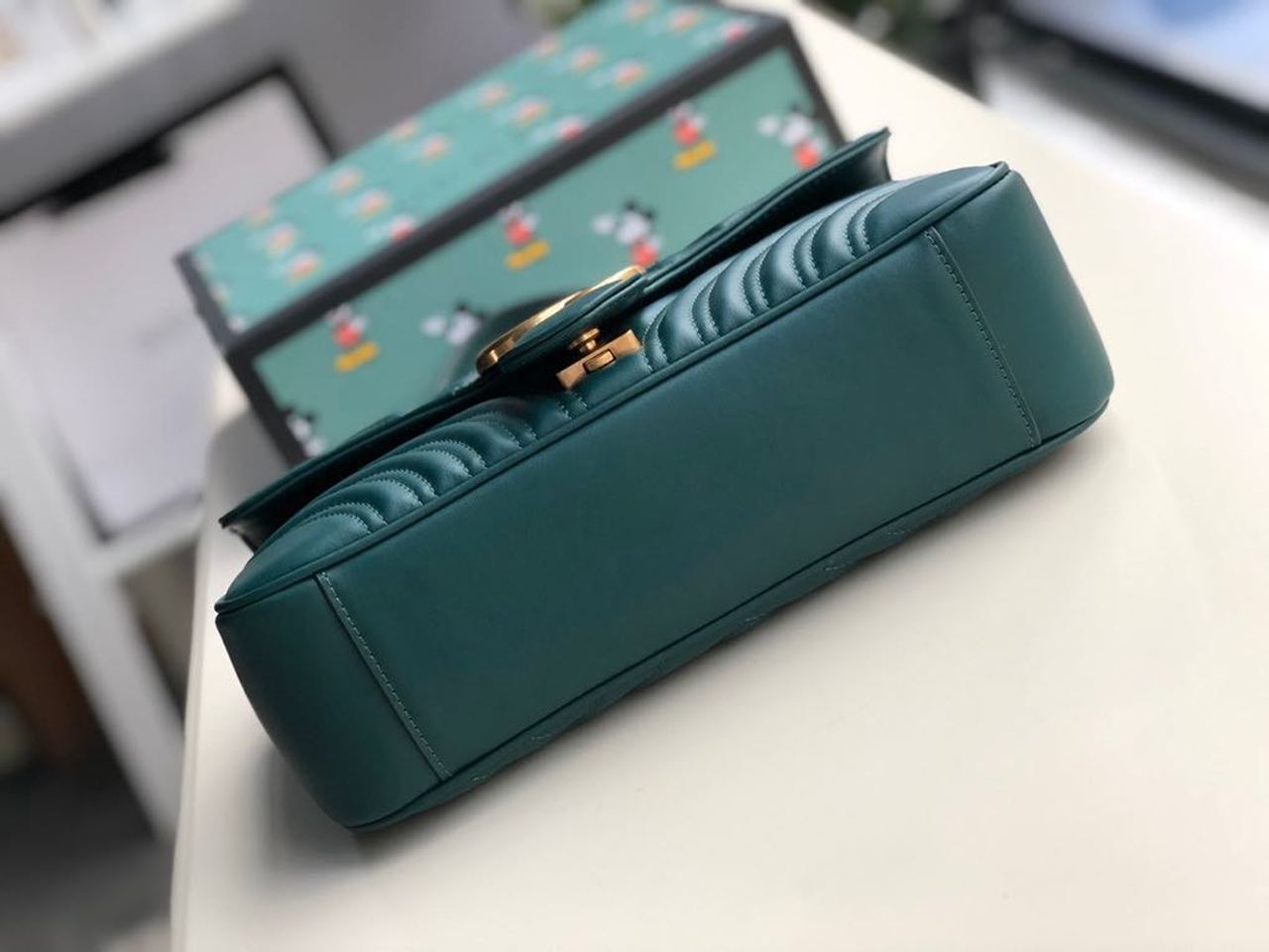 Glami Marmont Small MatelassÃƒÂ© Shoulder Bag Green MatelassÃƒÂ© Chevron For Women 10in/26cm 443497