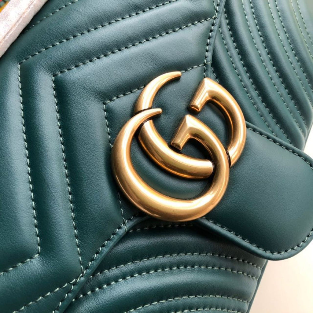 Glami Marmont Small MatelassÃƒÂ© Shoulder Bag Green MatelassÃƒÂ© Chevron For Women 10in/26cm 443497