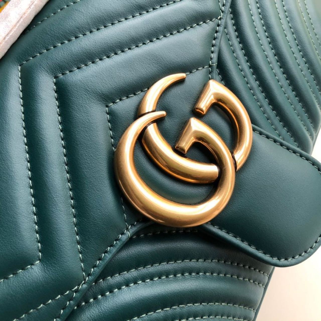 Glami Marmont Small MatelassÃƒÂ© Shoulder Bag Green MatelassÃƒÂ© Chevron For Women 10in/26cm 443497
