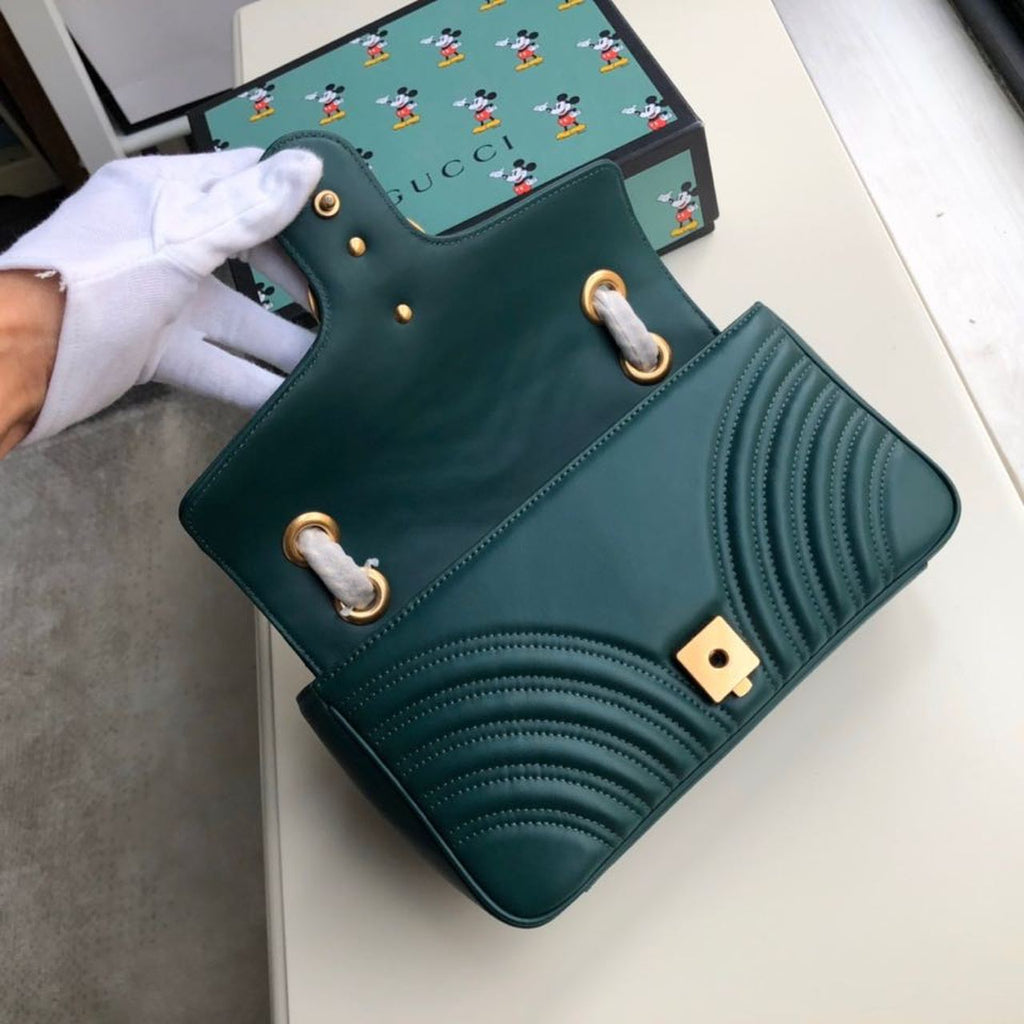 Glami Marmont Small MatelassÃƒÂ© Shoulder Bag Green MatelassÃƒÂ© Chevron For Women 10in/26cm 443497
