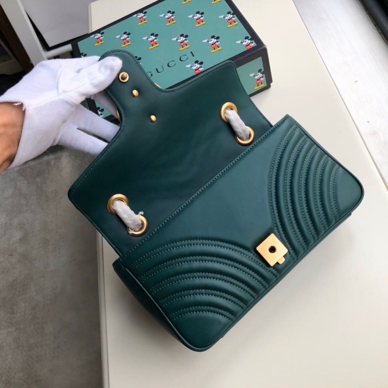 Glami Marmont Small MatelassÃƒÂ© Shoulder Bag Green MatelassÃƒÂ© Chevron For Women 10in/26cm 443497