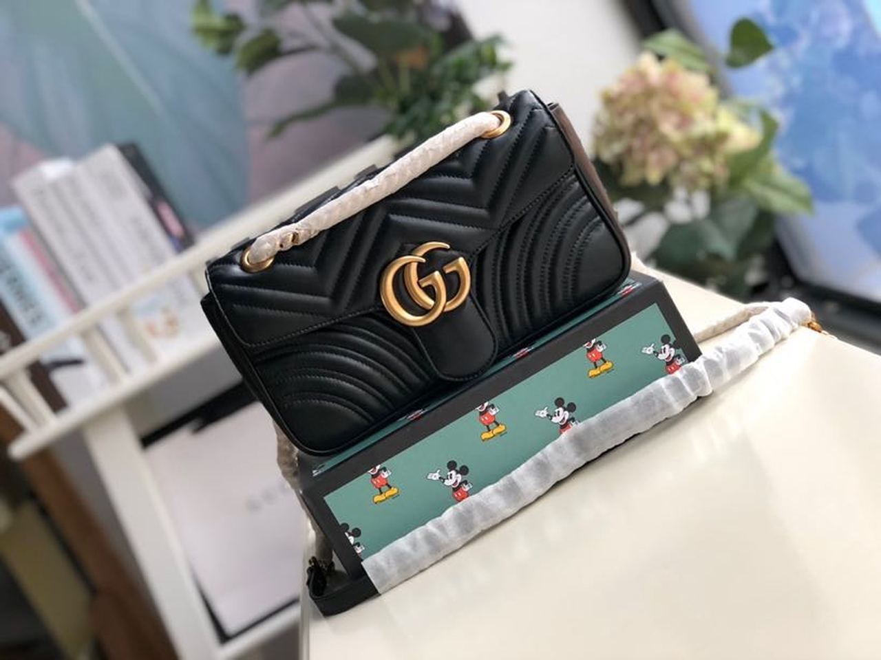 Glami Marmont Small MatelassÃƒÂ© Shoulder Bag Black MatelassÃƒÂ© Chevron For Women 10in/26cm 443497 DTGLAMIT 1000