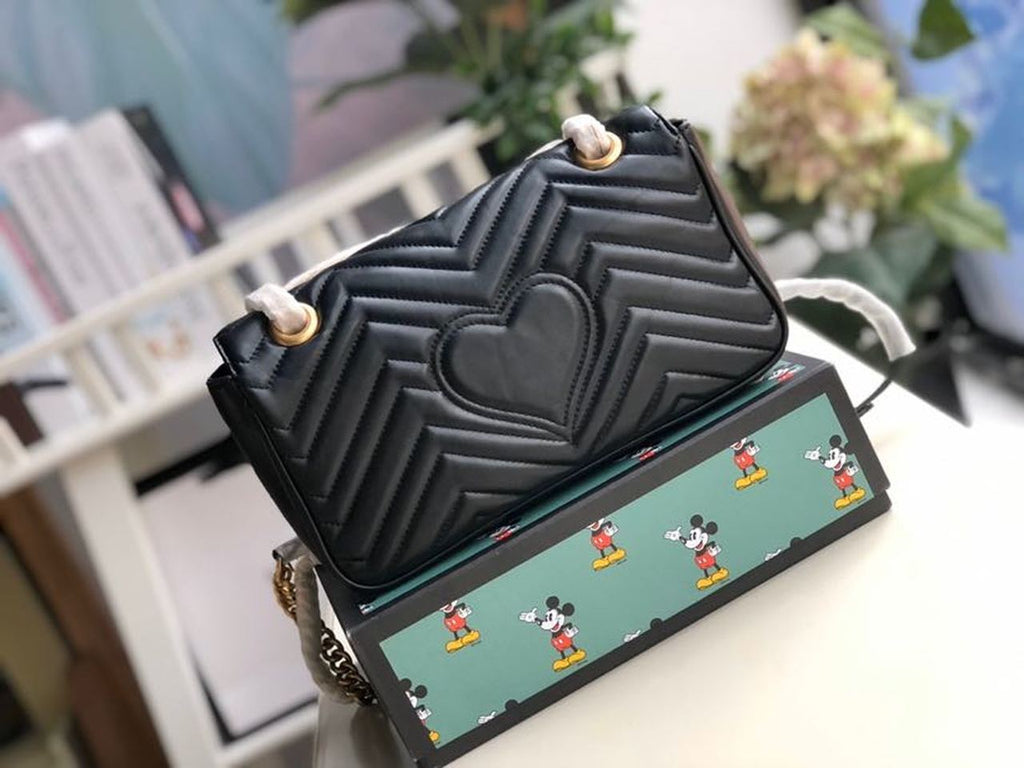 Glami Marmont Small MatelassÃƒÂ© Shoulder Bag Black MatelassÃƒÂ© Chevron For Women 10in/26cm 443497 DTGLAMIT 1000
