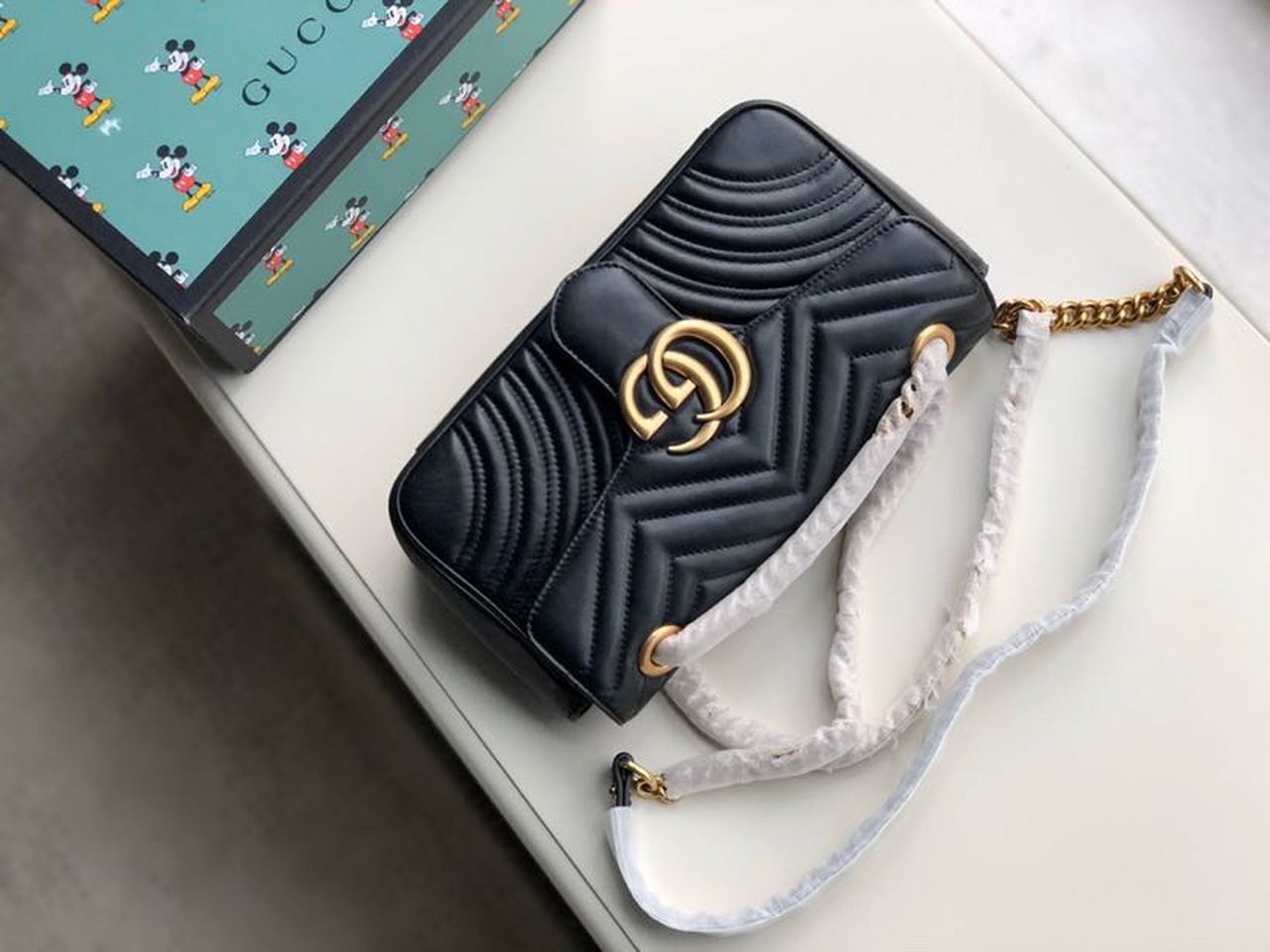 Glami Marmont Small MatelassÃƒÂ© Shoulder Bag Black MatelassÃƒÂ© Chevron For Women 10in/26cm 443497 DTGLAMIT 1000