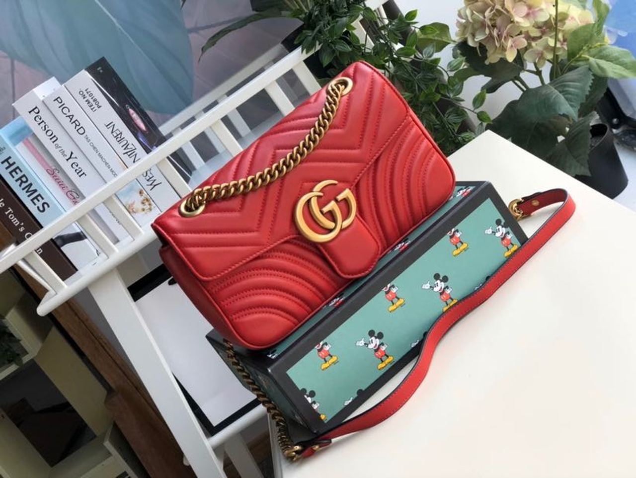 Glami Marmont Small MatelassÃƒÂ© Shoulder Bag Hibiscus Red MatelassÃƒÂ© Chevron For Women 10in/26cm  Glami 443497 DTGLAMIT 6433