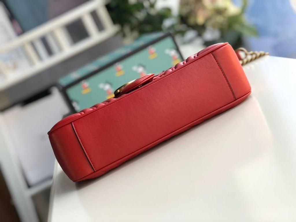 Glami Marmont Small MatelassÃƒÂ© Shoulder Bag Hibiscus Red MatelassÃƒÂ© Chevron For Women 10in/26cm  Glami 443497 DTGLAMIT 6433