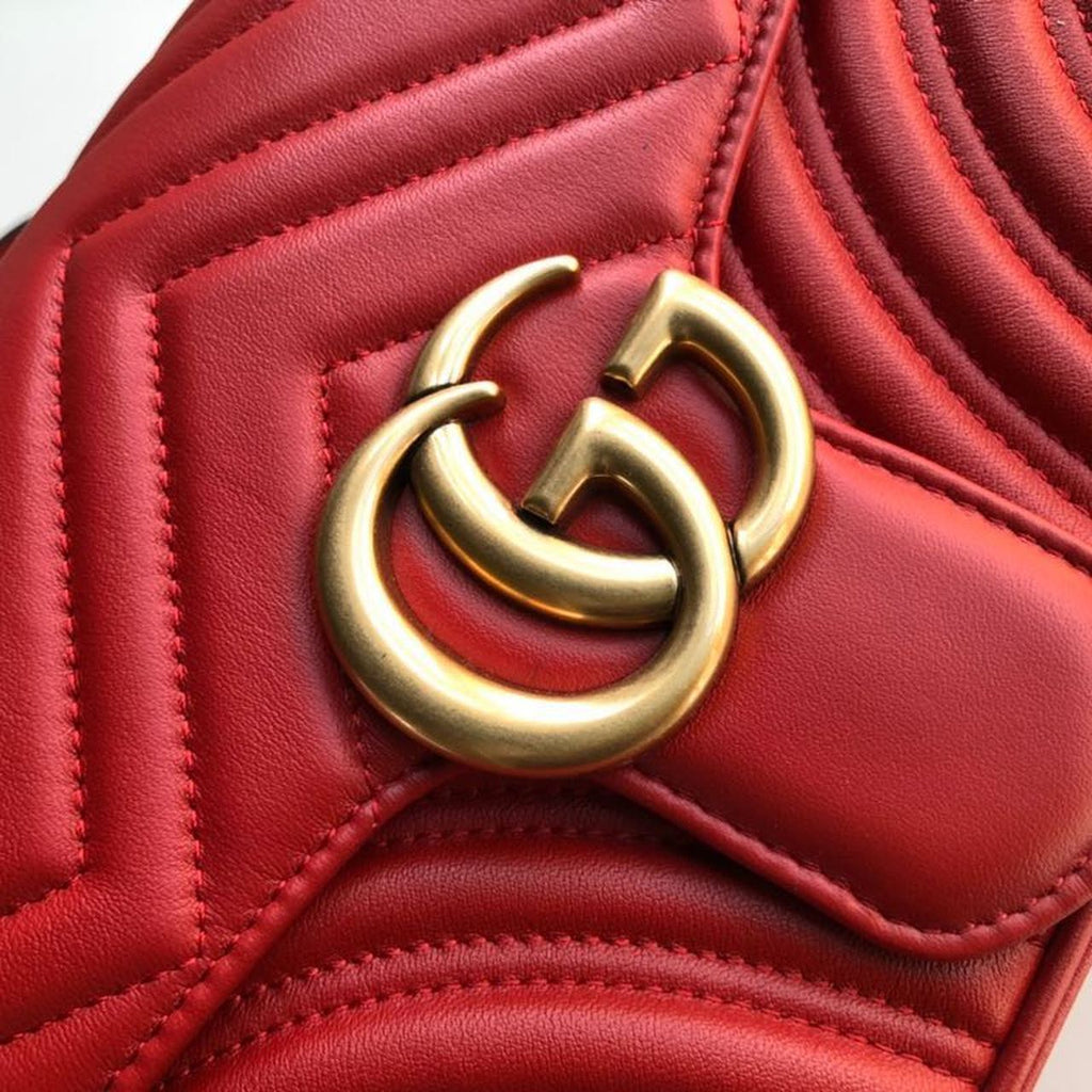 Glami Marmont Small MatelassÃƒÂ© Shoulder Bag Hibiscus Red MatelassÃƒÂ© Chevron For Women 10in/26cm  Glami 443497 DTGLAMIT 6433